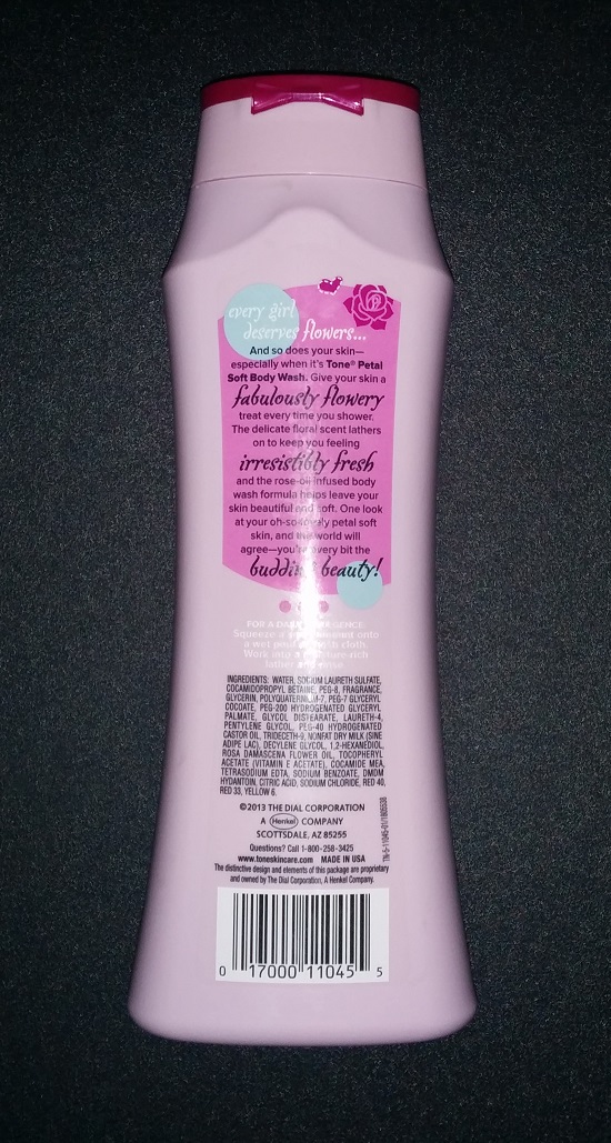 Tone Body Wash packaging - back