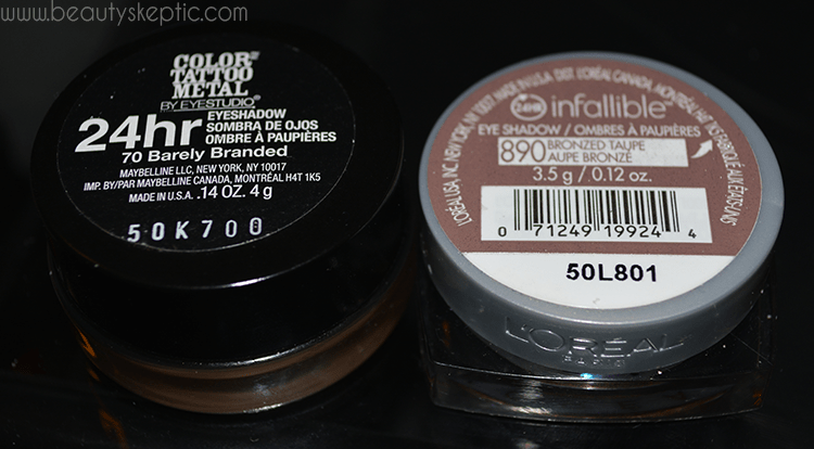 L'Oreal and Maybelline Gel Shadows - Packaging, Lid