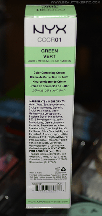 NYX Green CC Cream - Box Rear